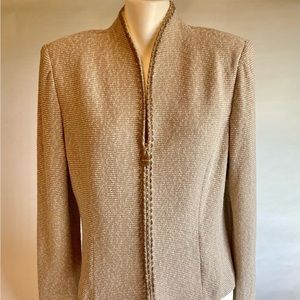 St. John Collection by Marie Grey Cream  Jersey Classic Jacket size 14